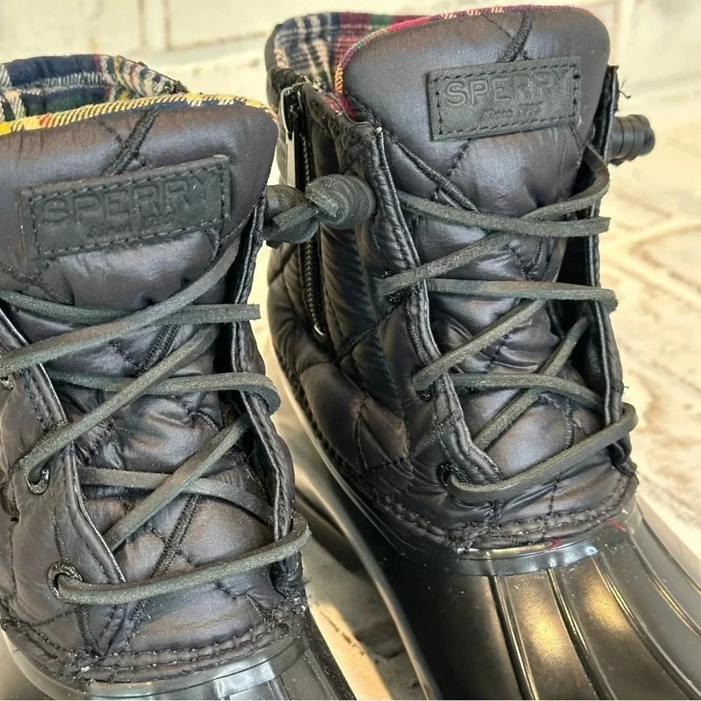 Sperry Women's Saltwater Nylon Quilt Rain Boot Black Size 9 - Picture 5 of 12